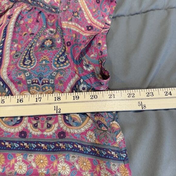 Calypso St. Barth 100% Silk Paisley Print Blouse Pink Purple Light Size Medium - Picture 7 of 9